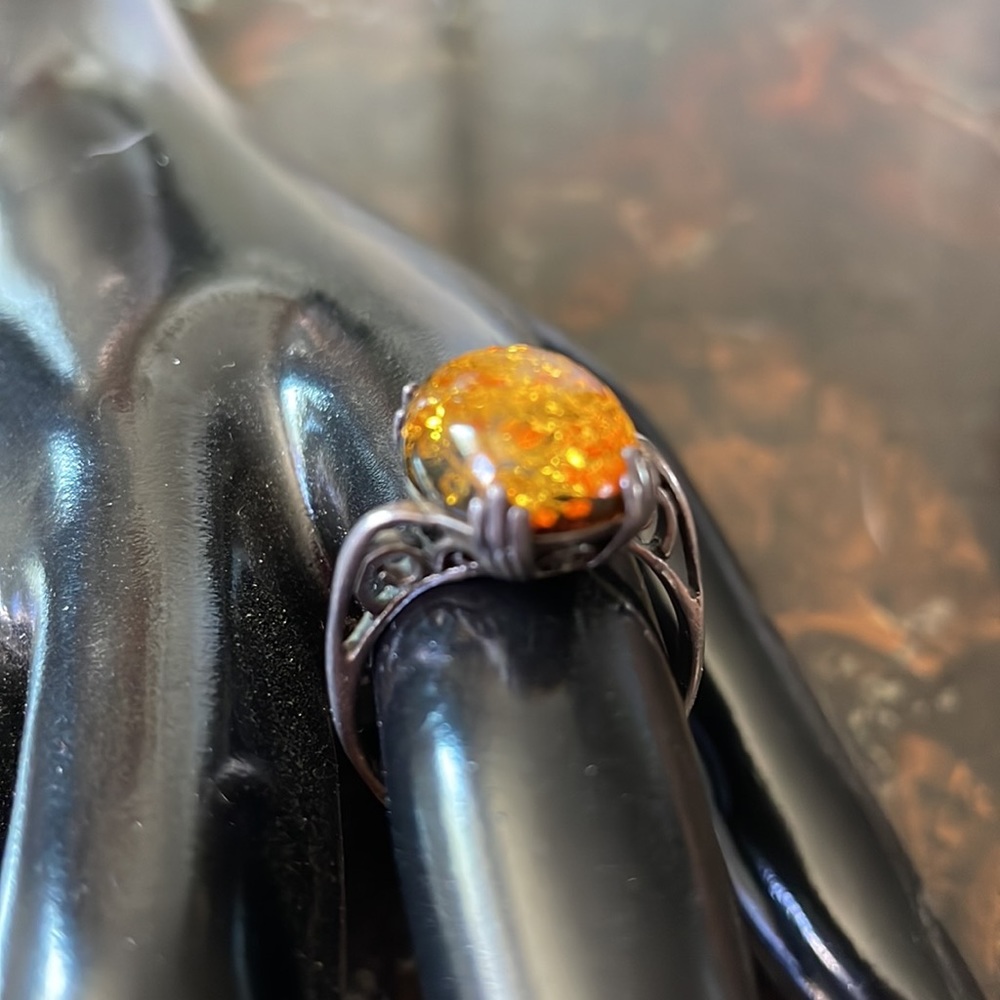 💍 Antique baltic amber 925 silver women’s ring